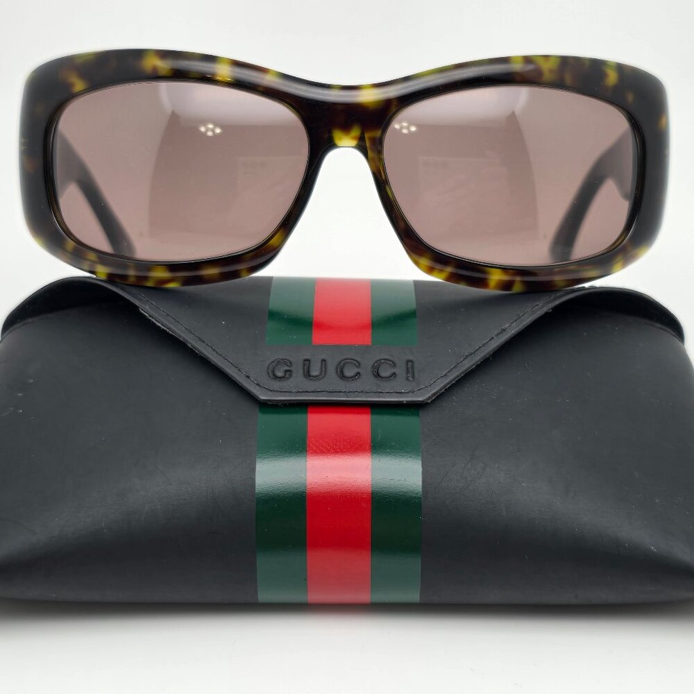 *SOLD* Gucci GG2971/S 086SB Dark Green Havana Frame Grey Lens Sunglasses w/ Case